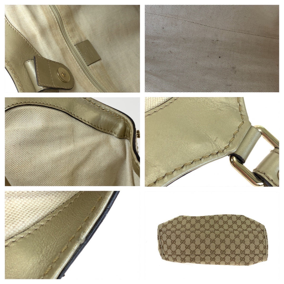GUCCI Tote Bag 211944 GG canvas, leather Brown Tote Bag Shoulder Bag Handbag Sukey Women Used Authentic