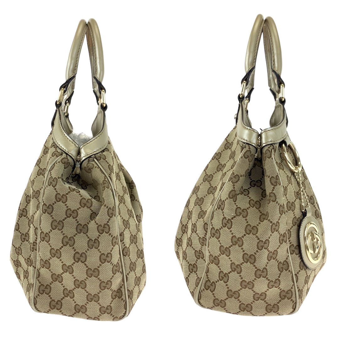 GUCCI Tote Bag 211944 GG canvas, leather Brown Tote Bag Shoulder Bag Handbag Sukey Women Used Authentic