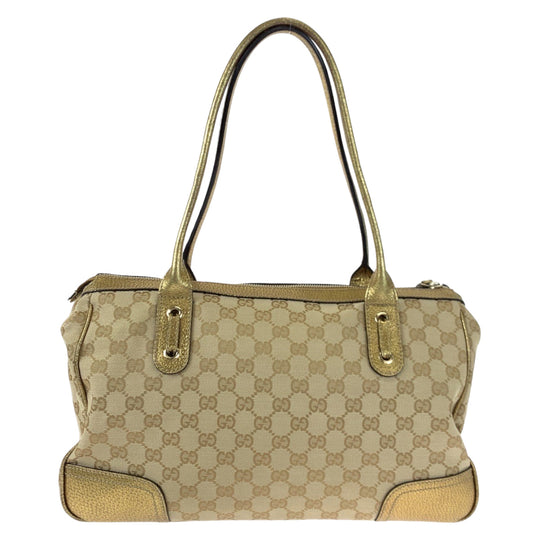 GUCCI Tote Bag 177052 GG canvas, leather gold Tote Bag Shoulder Bag Handbag Pretty Women Used Authentic