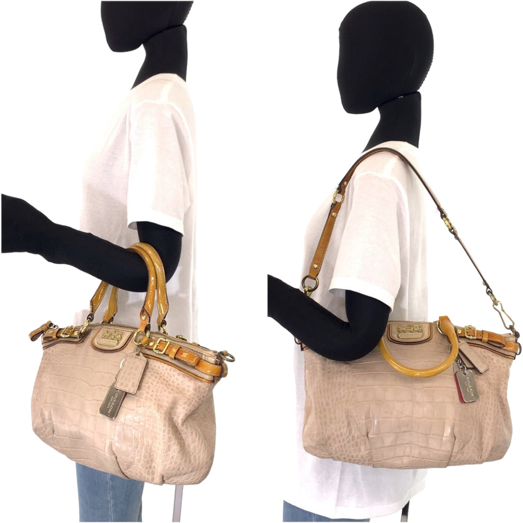 COACH Tote Bag 18602 leather beige Madison embossed