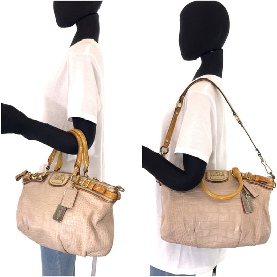 COACH Tote Bag 18602 leather beige Madison embossed