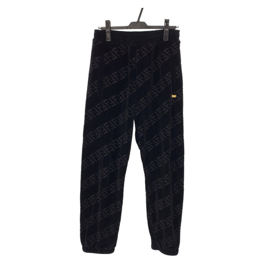 FENDI Pants FB0496 AHCA cotton black Sweatpants Jersey Zucca Pattern Velor mens 46 Used Authentic