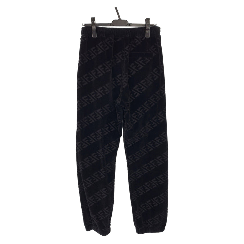 FENDI Pants FB0496 AHCA cotton black Sweatpants Jersey Zucca Pattern Velor mens 46 Used Authentic