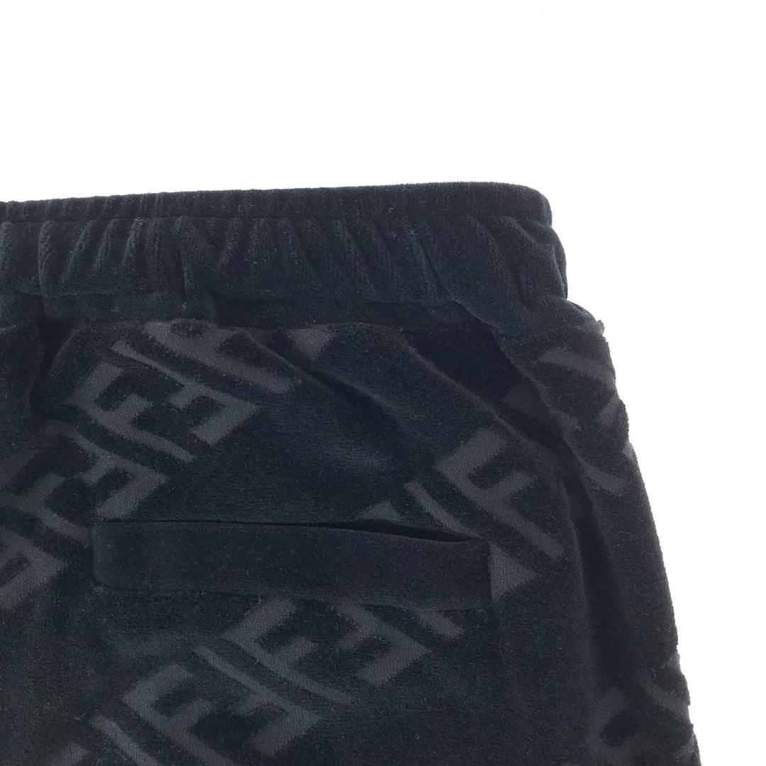 FENDI Pants FB0496 AHCA cotton black Sweatpants Jersey Zucca Pattern Velor mens 46 Used Authentic