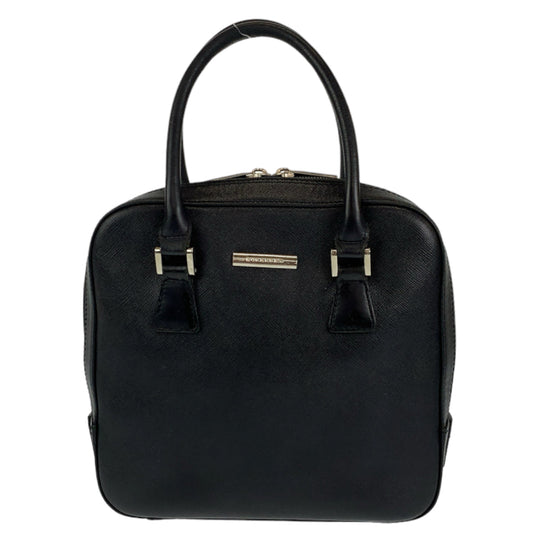 BURBERRY Handbag leather Black SilverMetal Handbag Tote Bag Medium Check Pattern Women Used Authentic