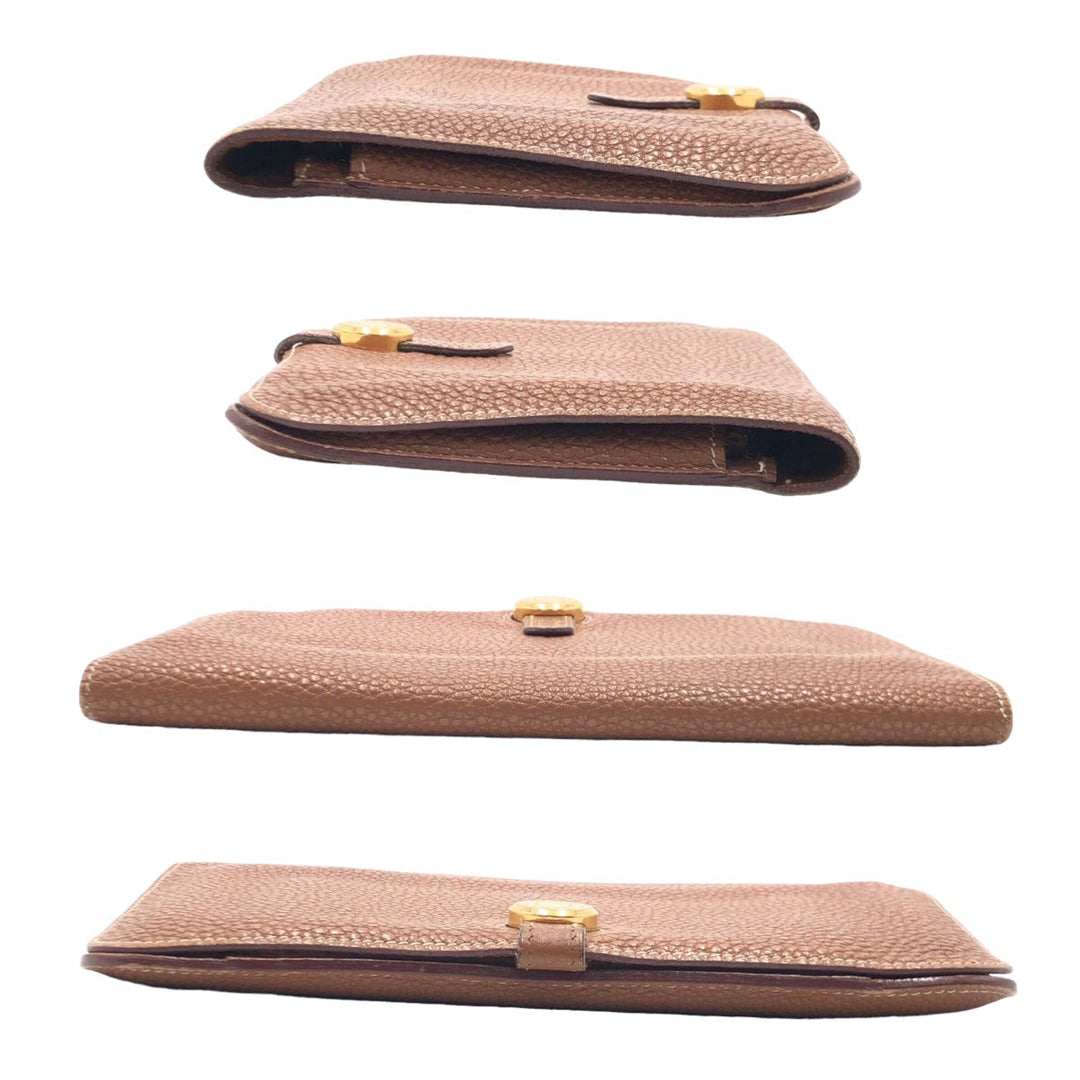 HERMES Long Wallet Purse Togo Arzan Gold Metal Long Wallet Purse Dogon GM Duo Women Used Authentic