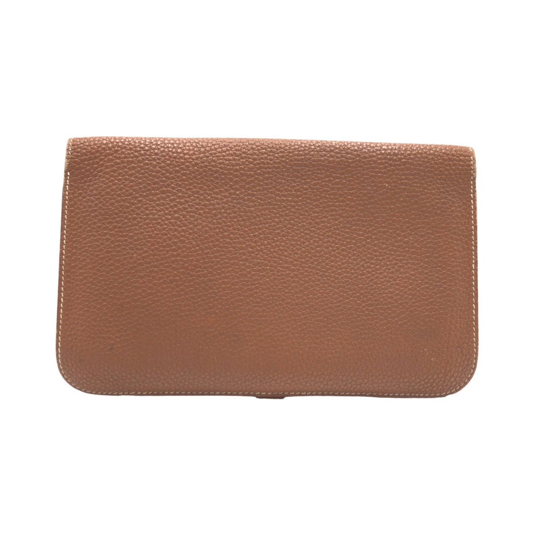 HERMES Long Wallet Purse Togo Arzan Gold Metal Long Wallet Purse Dogon GM Duo Women Used Authentic