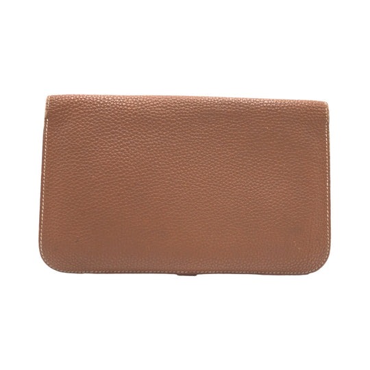 HERMES Long Wallet Purse Togo Arzan Gold Metal Long Wallet Purse Dogon GM Duo Women Used Authentic