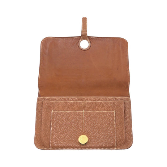 HERMES Long Wallet Purse Togo Arzan Gold Metal Long Wallet Purse Dogon GM Duo Women Used Authentic