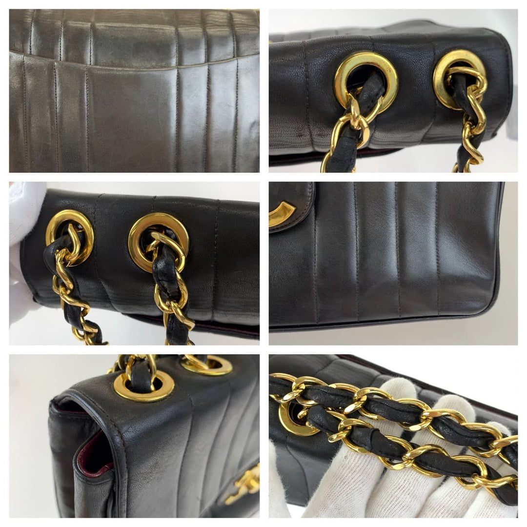 CHANEL Shoulder Bag lambskin Black GoldMetal Chain Shoulder Bag Mademoiselle Decamaterasse COCO Mark Turnlock Women Used Authentic