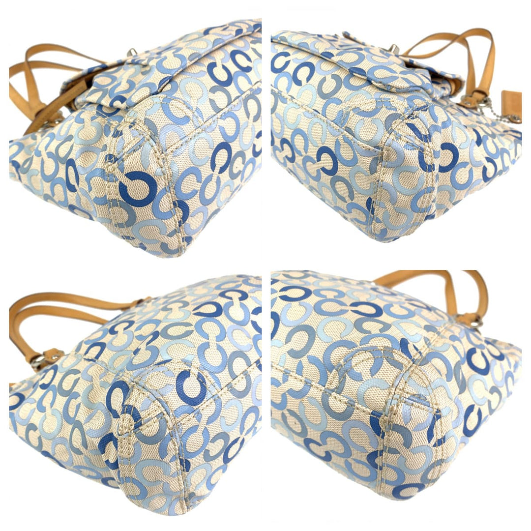 COACH Tote Bag 13141 Coated canvas blue Op art