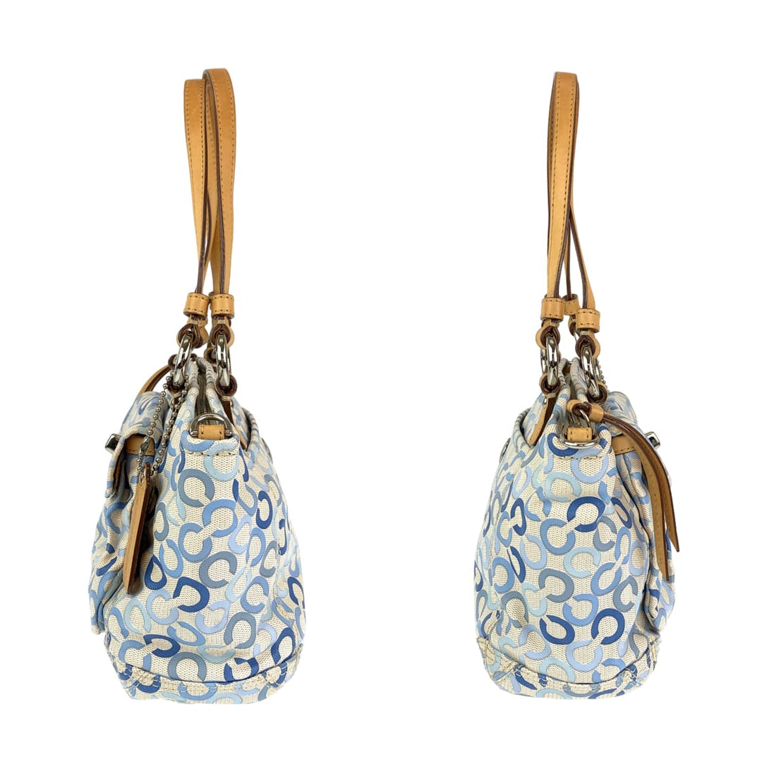 COACH Tote Bag 13141 Coated canvas blue Op art