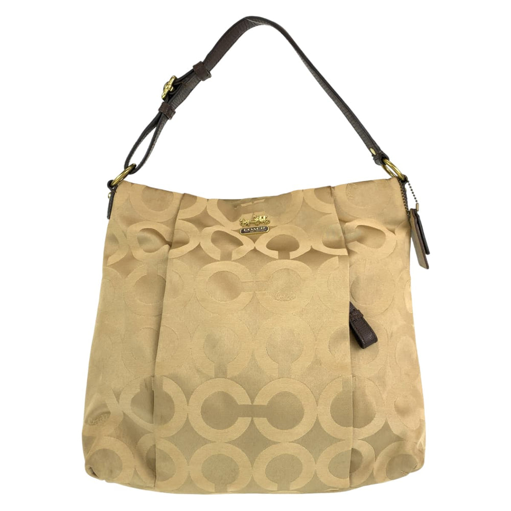 COACH Shoulder Bag 21121 canvas beige Op art