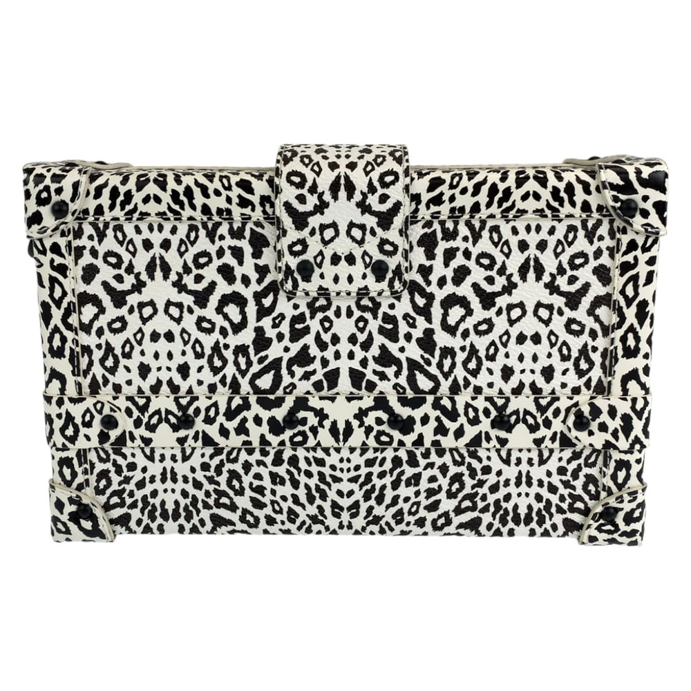 LOUIS VUITTON Shoulder Bag leather White black Shoulder Bag Mini Trunk Petite Mal Dalmatian Nether Feather Women Used Authentic