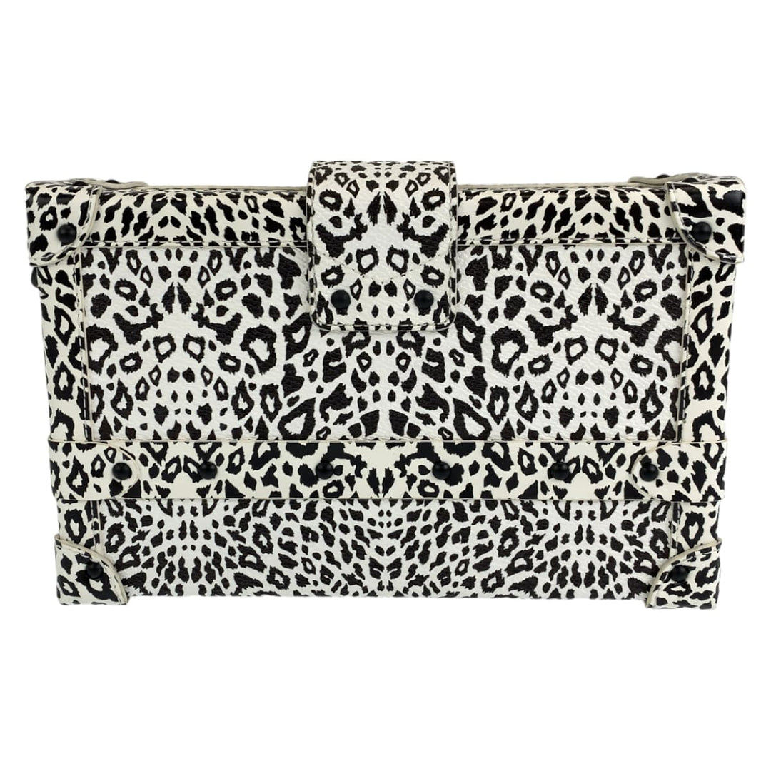 LOUIS VUITTON Shoulder Bag leather White black Shoulder Bag Mini Trunk Petite Mal Dalmatian Nether Feather Women Used Authentic