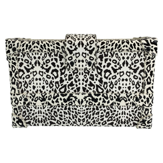 LOUIS VUITTON Shoulder Bag leather White black Shoulder Bag Mini Trunk Petite Mal Dalmatian Nether Feather Women Used Authentic