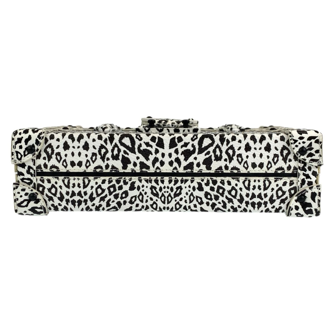 LOUIS VUITTON Shoulder Bag leather White black Shoulder Bag Mini Trunk Petite Mal Dalmatian Nether Feather Women Used Authentic