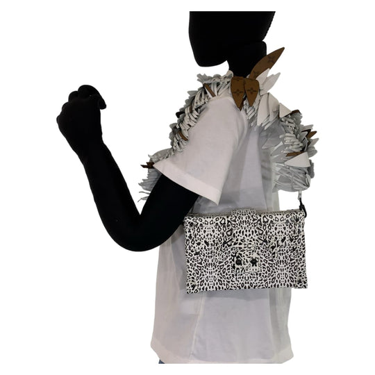 LOUIS VUITTON Shoulder Bag leather White black Shoulder Bag Mini Trunk Petite Mal Dalmatian Nether Feather Women Used Authentic