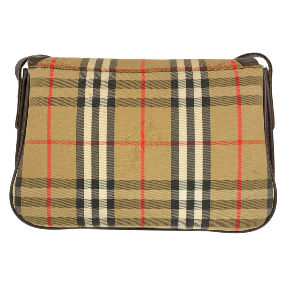BURBERRY Shoulder Bag Canvas, Leather Brown beige Crossbody Shoulder Bag Pochette Check Pattern Women Used Authentic