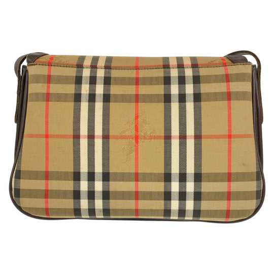 BURBERRY Shoulder Bag Canvas, Leather Brown beige Crossbody Shoulder Bag Pochette Check Pattern Women Used Authentic
