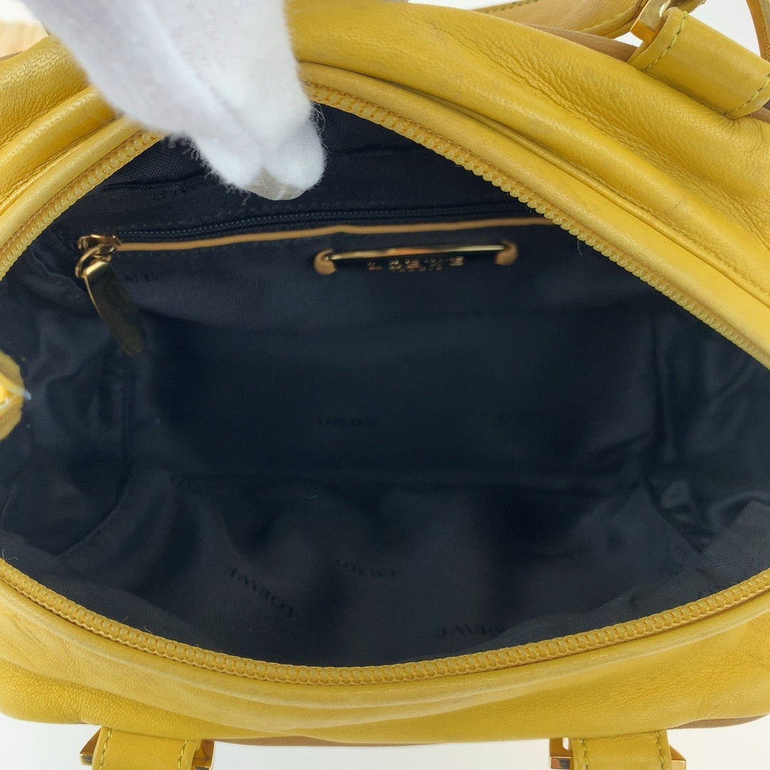 LOEWE Handbag leather yellow Handbags Mini Boston Duffel bag anagram Women Used Authentic