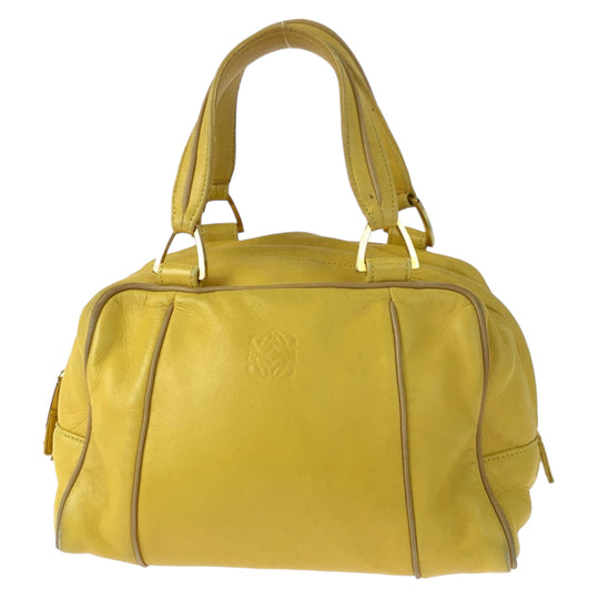 LOEWE Handbag leather yellow Handbags Mini Boston Duffel bag anagram Women Used Authentic