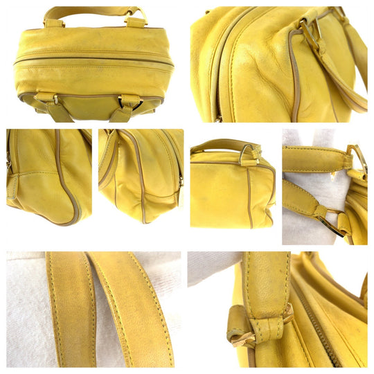LOEWE Handbag leather yellow Handbags Mini Boston Duffel bag anagram Women Used Authentic
