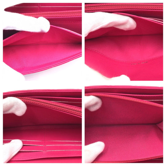 CHANEL Long Wallet Purse lambskin Pink SilverMetal Long Wallet Purse Matrasse COCO Mark Women Used Authentic