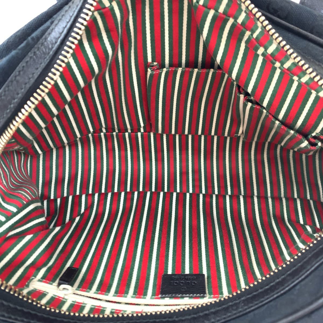 GUCCI Tote Bag 169971 GG canvas, leather Black GoldMetal Tote Bag handbag Newbrit Interlocking Medium Shelly Women Used Authentic