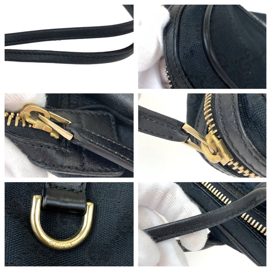 GUCCI Tote Bag 169971 GG canvas, leather Black GoldMetal Tote Bag handbag Newbrit Interlocking Medium Shelly Women Used Authentic