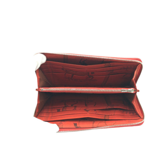 HERMES Long Wallet Purse Epsom Bougainvillea SilverMetal Long Wallet Purse Zip Around Azap Long Silk Inn Women Used Authentic