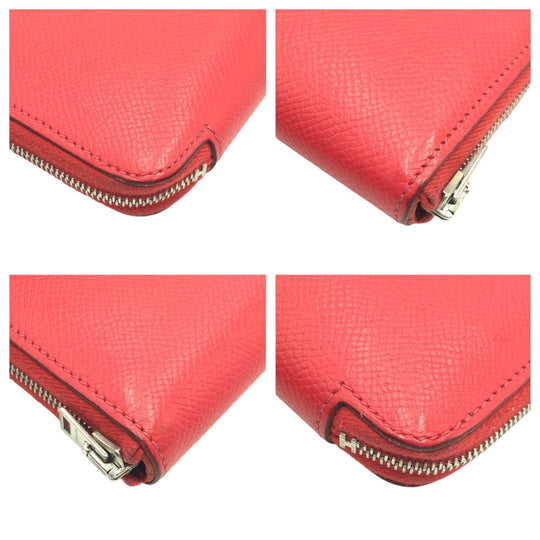 HERMES Long Wallet Purse Epsom Bougainvillea SilverMetal Long Wallet Purse Zip Around Azap Long Silk Inn Women Used Authentic