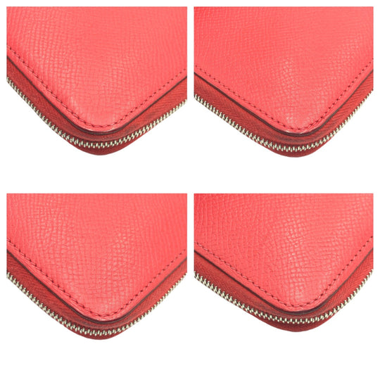 HERMES Long Wallet Purse Epsom Bougainvillea SilverMetal Long Wallet Purse Zip Around Azap Long Silk Inn Women Used Authentic