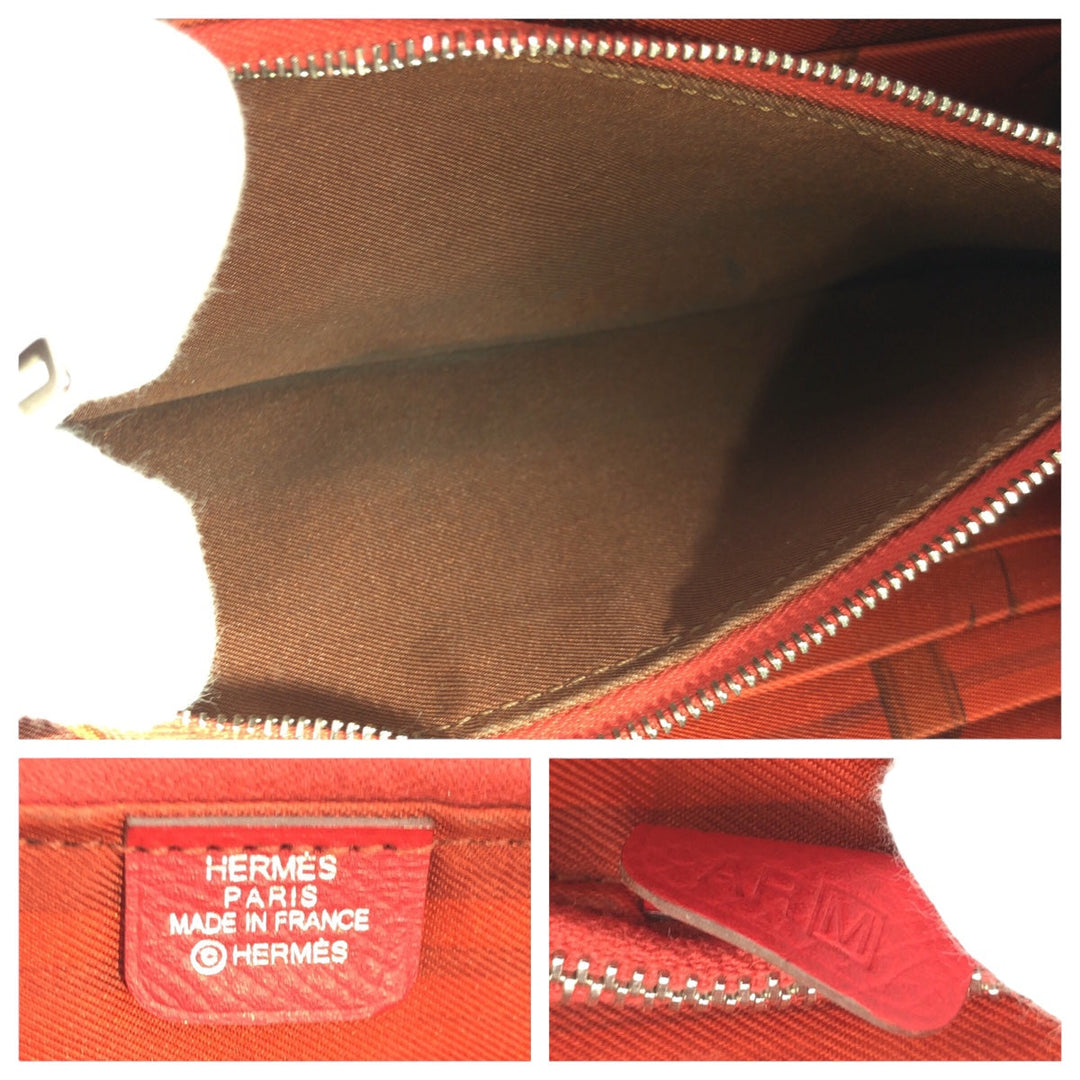 HERMES Long Wallet Purse Epsom Bougainvillea SilverMetal Long Wallet Purse Zip Around Azap Long Silk Inn Women Used Authentic