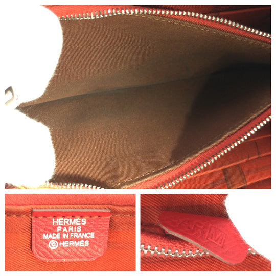 HERMES Long Wallet Purse Epsom Bougainvillea SilverMetal Long Wallet Purse Zip Around Azap Long Silk Inn Women Used Authentic