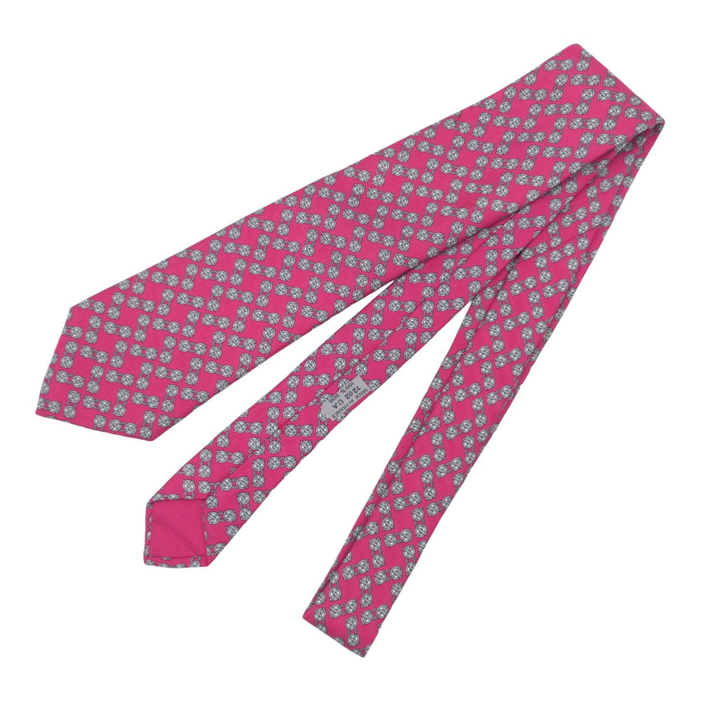 HERMES tie 7202 UA silk pink Horsebit Pattern