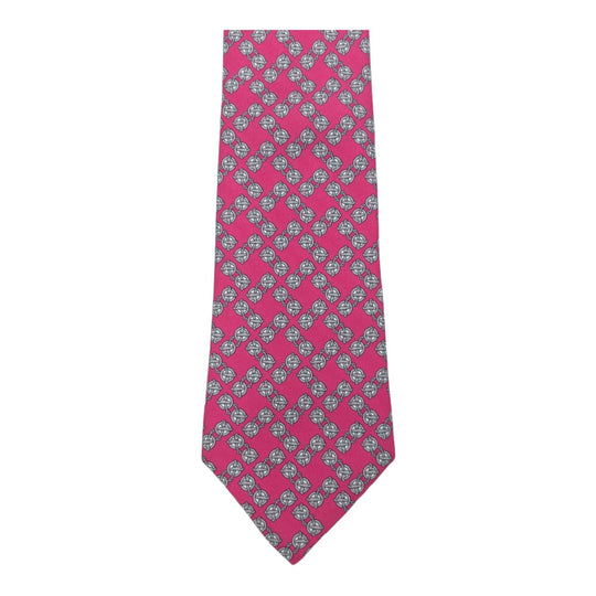 HERMES tie 7202 UA silk pink Horsebit Pattern