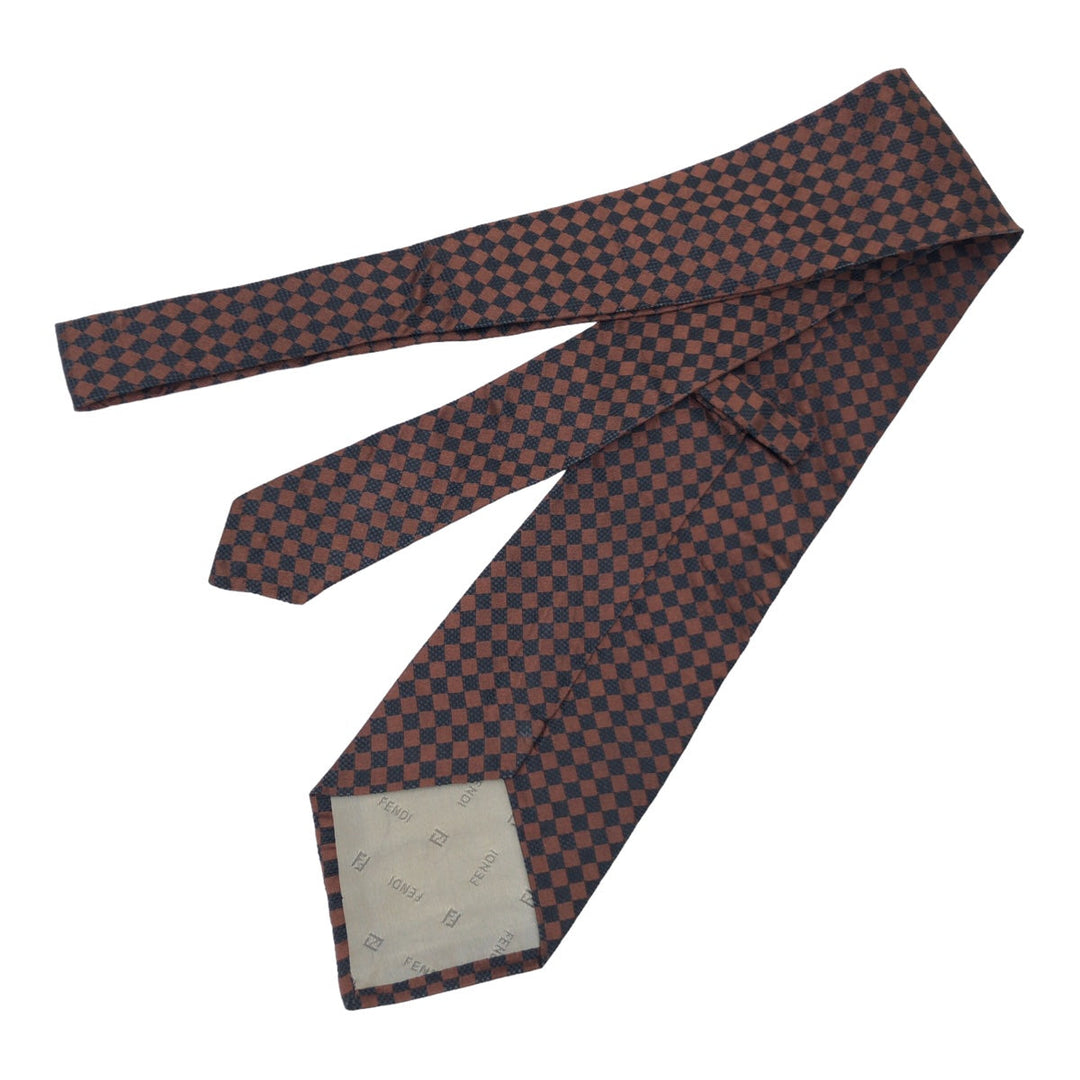 FENDI tie silk Dark Brown Brown Bicolor Pecan Pattern