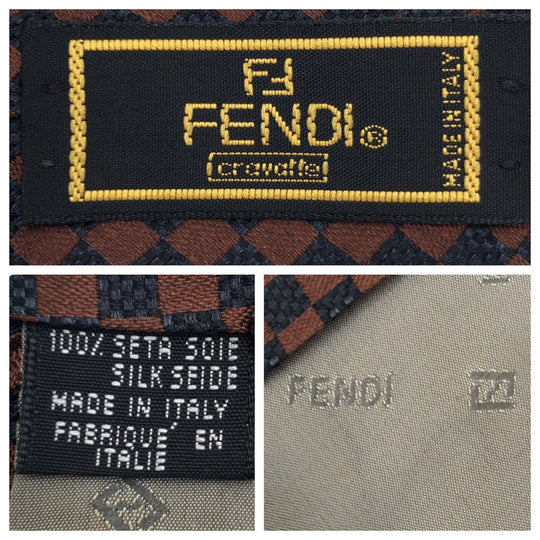 FENDI tie silk Dark Brown Brown Bicolor Pecan Pattern