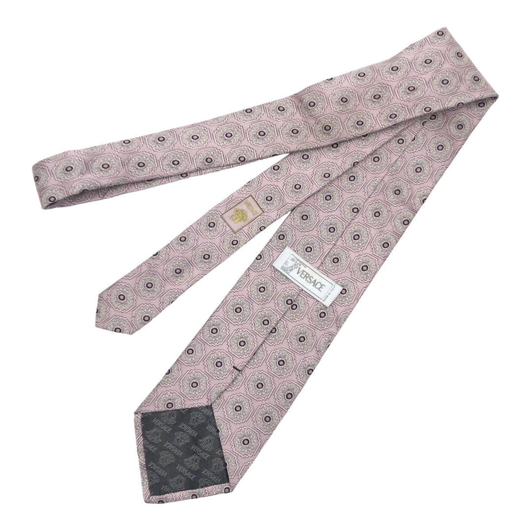VERSACE tie silk Pink Silver MedusaPattern