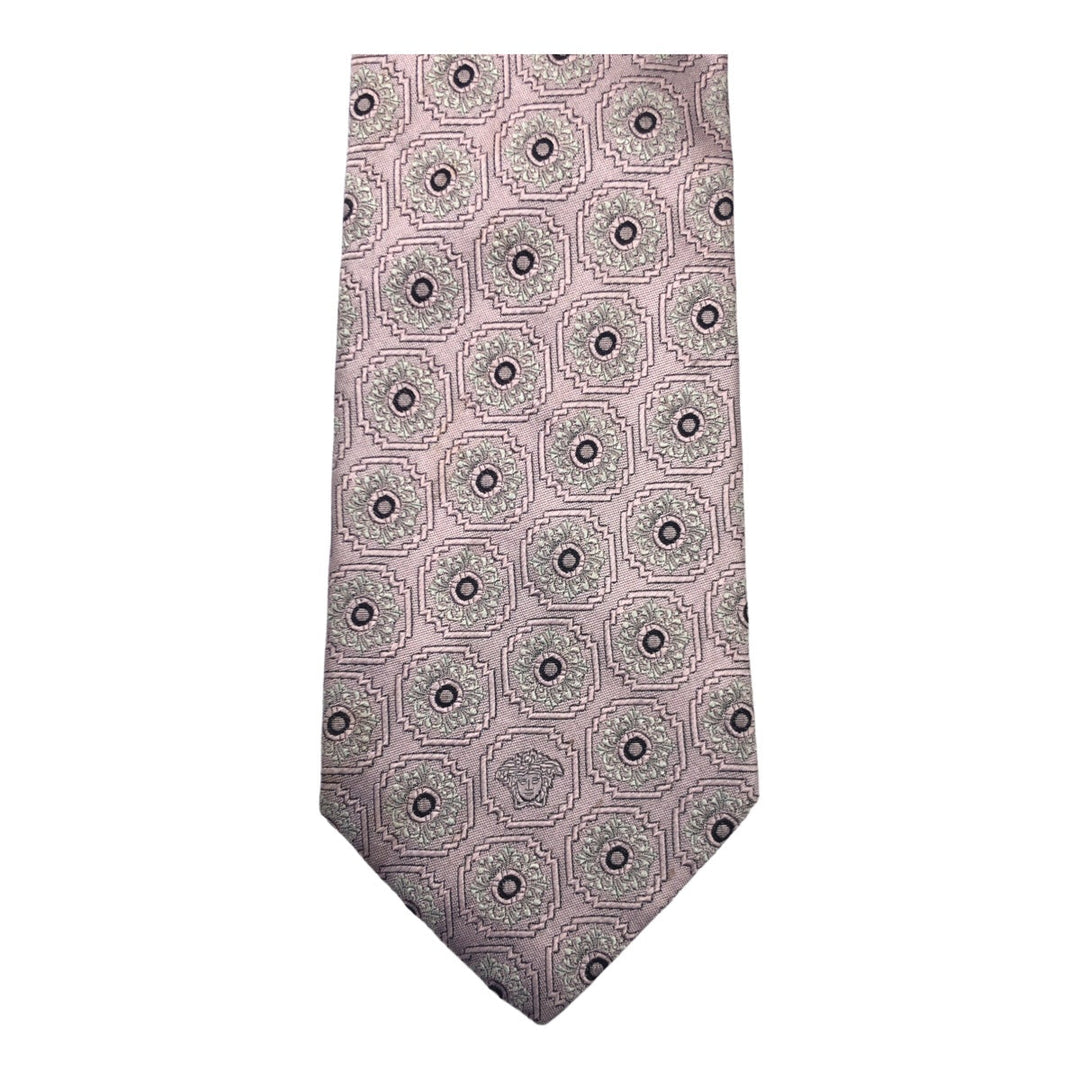 VERSACE tie silk Pink Silver MedusaPattern