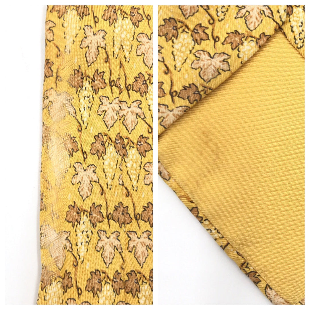 HERMES tie 7663 SA silk yellow Leaf Pattern