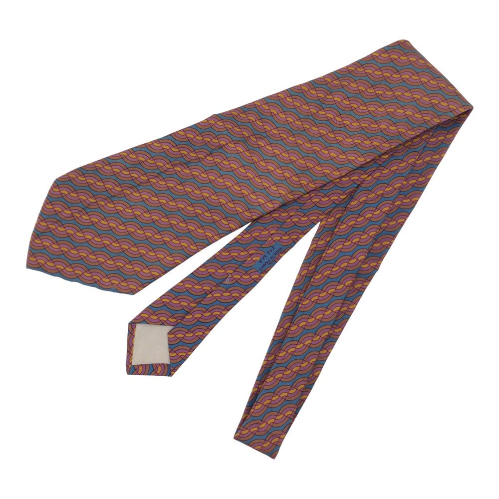 HERMES tie silk Brown gray Wave pattern all-over pattern