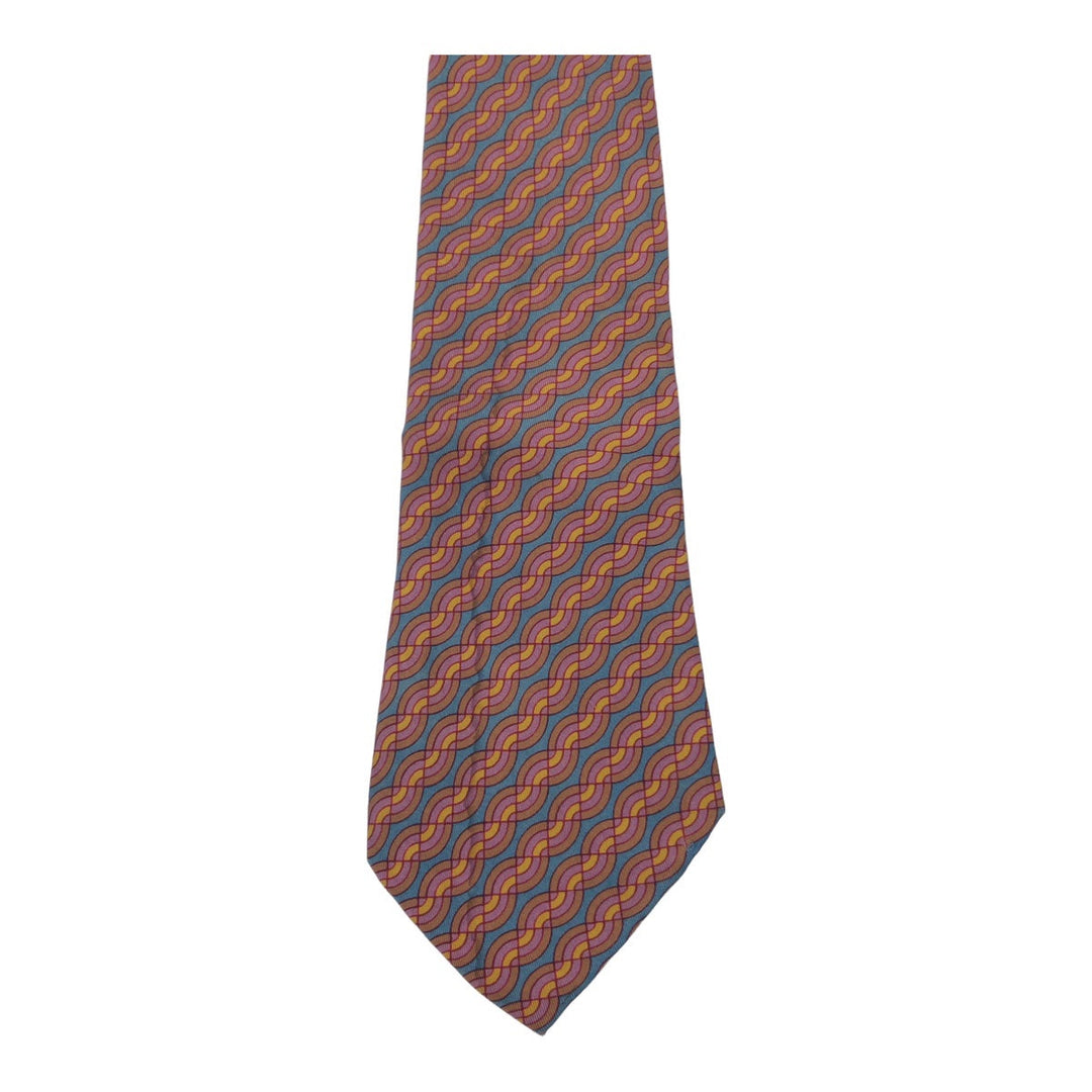HERMES tie silk Brown gray Wave pattern all-over pattern