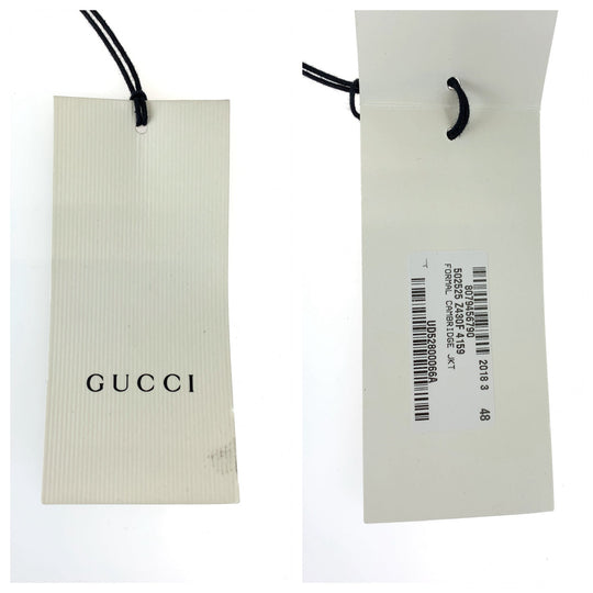 GUCCI tailored jacket 502525 wool Navy green red tailored jacket logo emblem button mens 48 Used Authentic