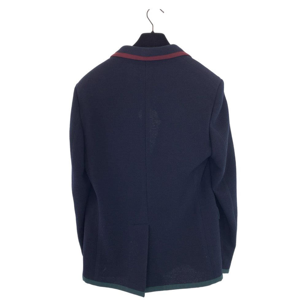 GUCCI tailored jacket 502525 wool Navy green red tailored jacket logo emblem button mens 48 Used Authentic