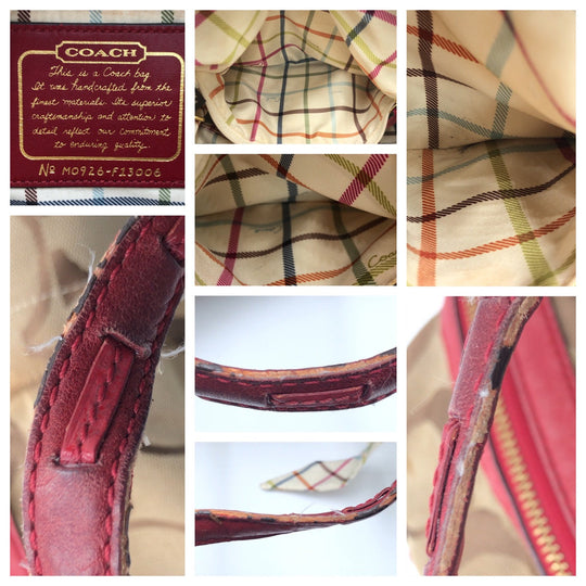 COACH Handbag F13006 canvas Brown Signature With Calfskin