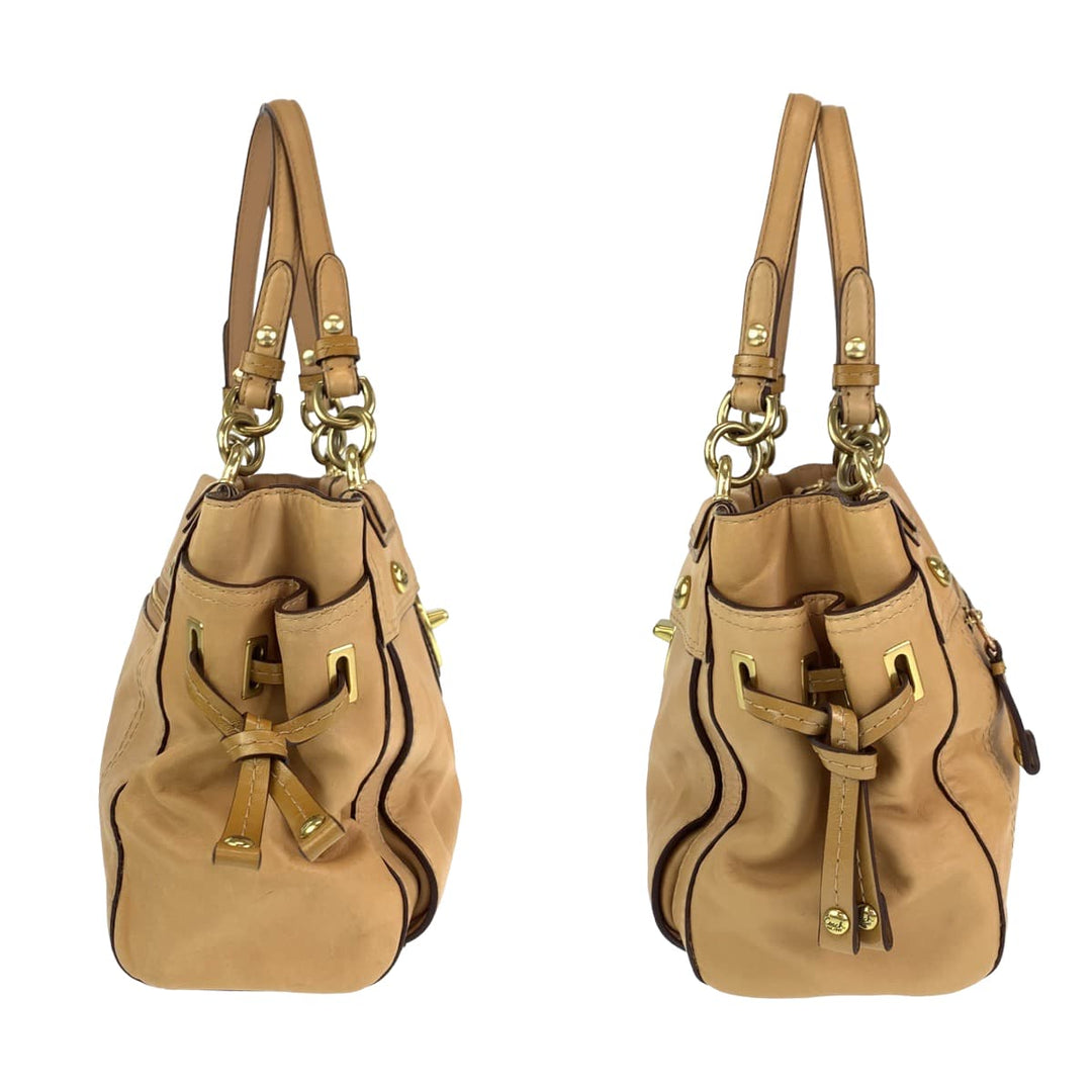 COACH Tote Bag 14522 leather beige Peyton Turn lock