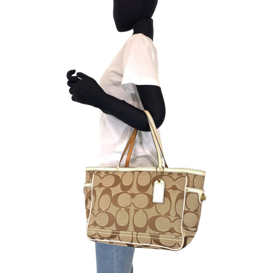 COACH Tote Bag 7874 canvas beige Signature Embossing
