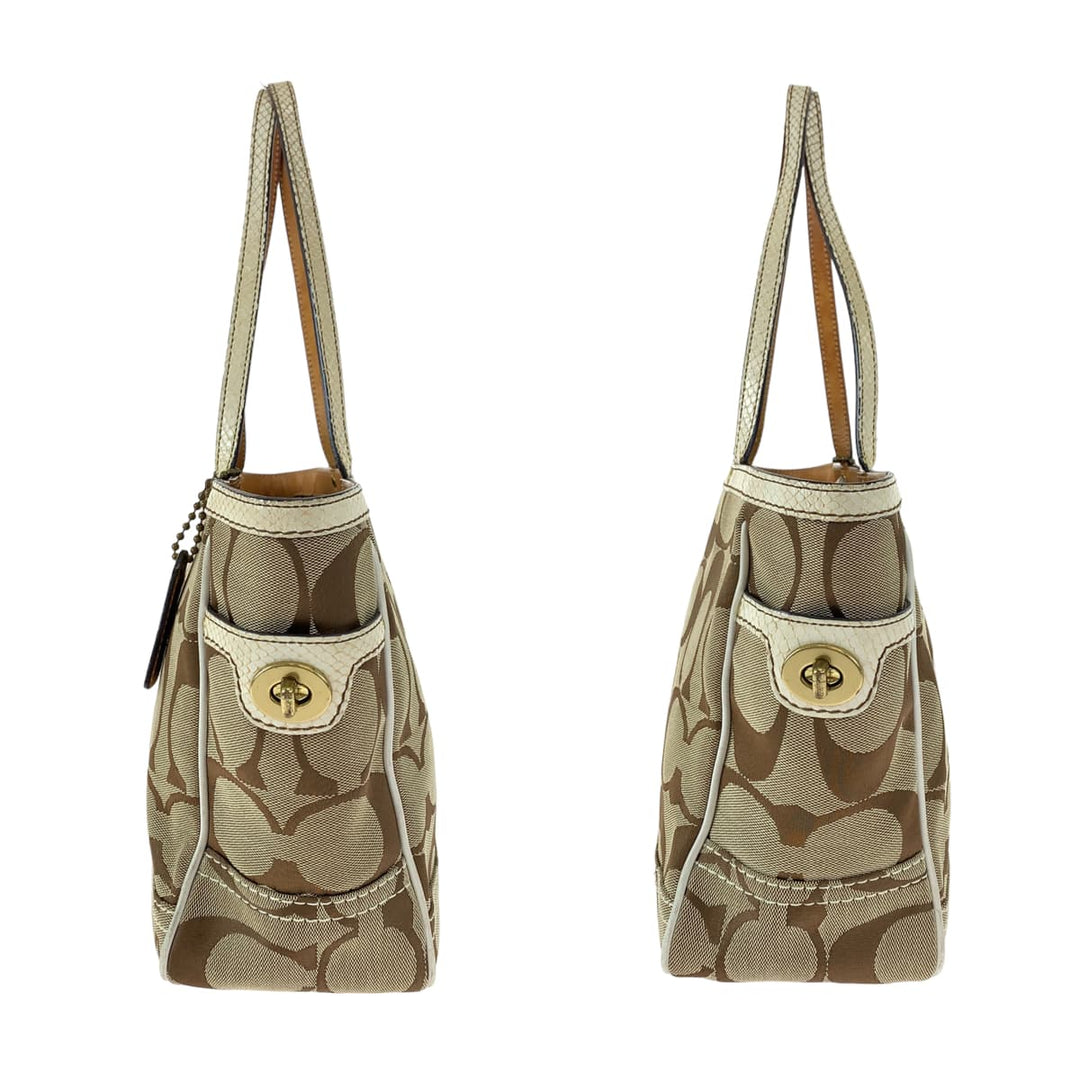 COACH Tote Bag 7874 canvas beige Signature Embossing